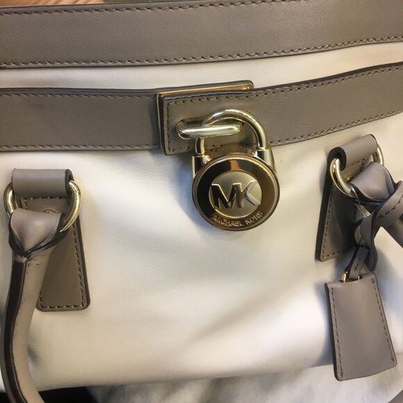 Genuine Michael Kors Hamilton Satchel Tote Taupe/Beige handbag shoulder bag - Picture 8 of 8
